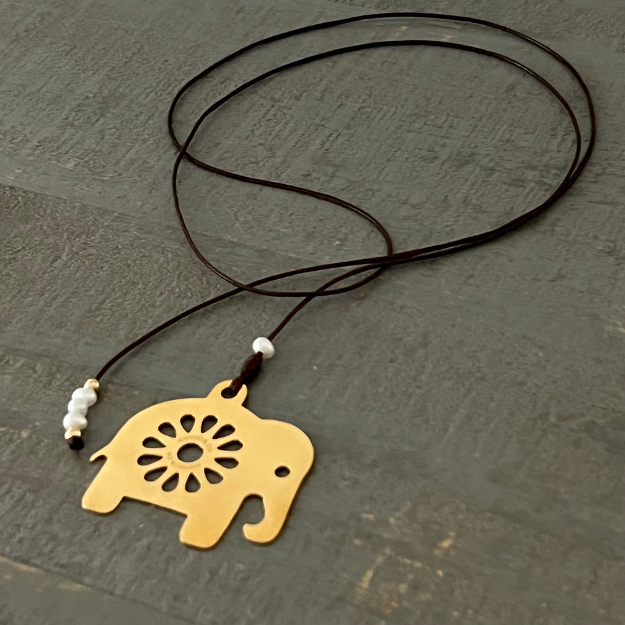 Lariat Elephant Necklace