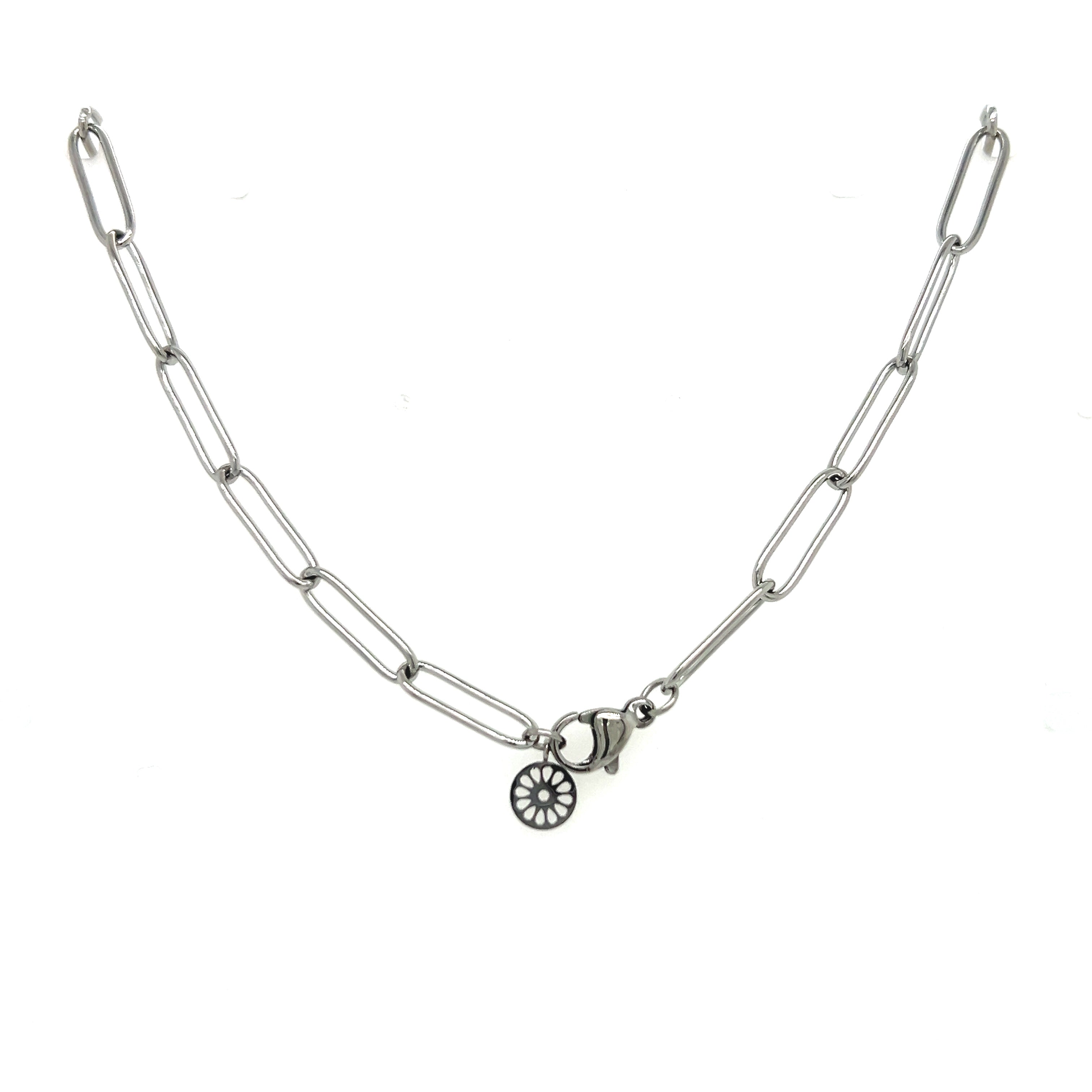 Paperclip Signature Flower Necklace