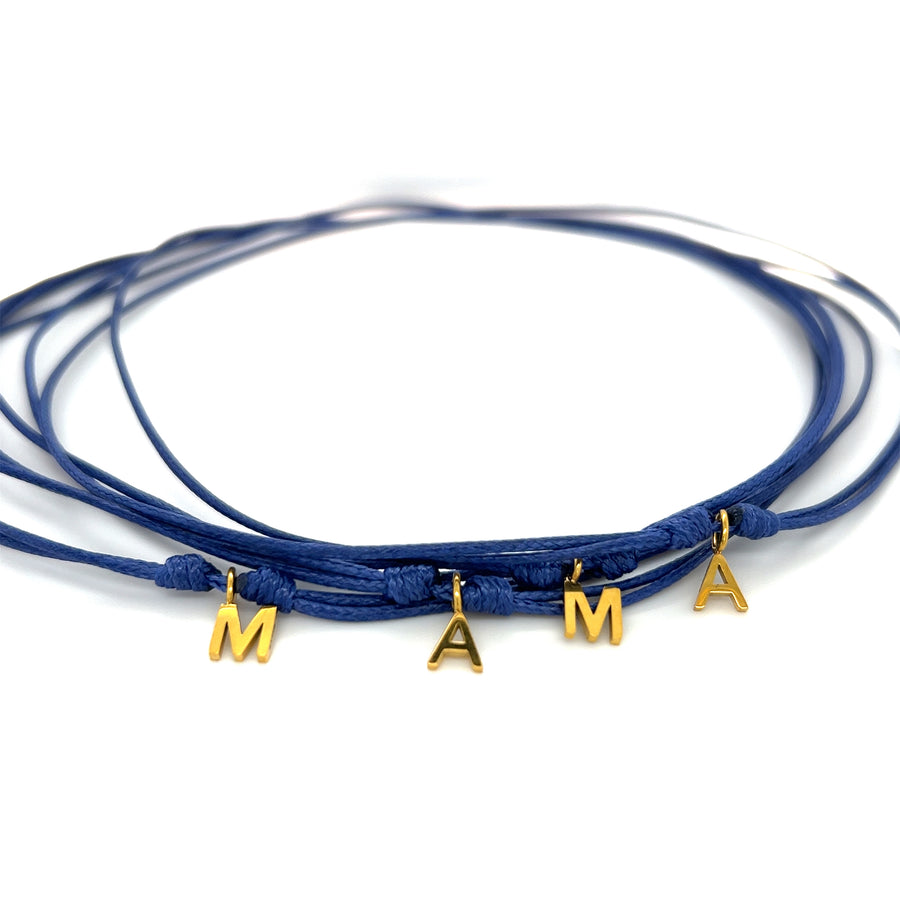 Blue Initial Cord Necklace