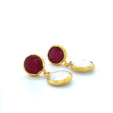Natural Stone + Pearl Earring