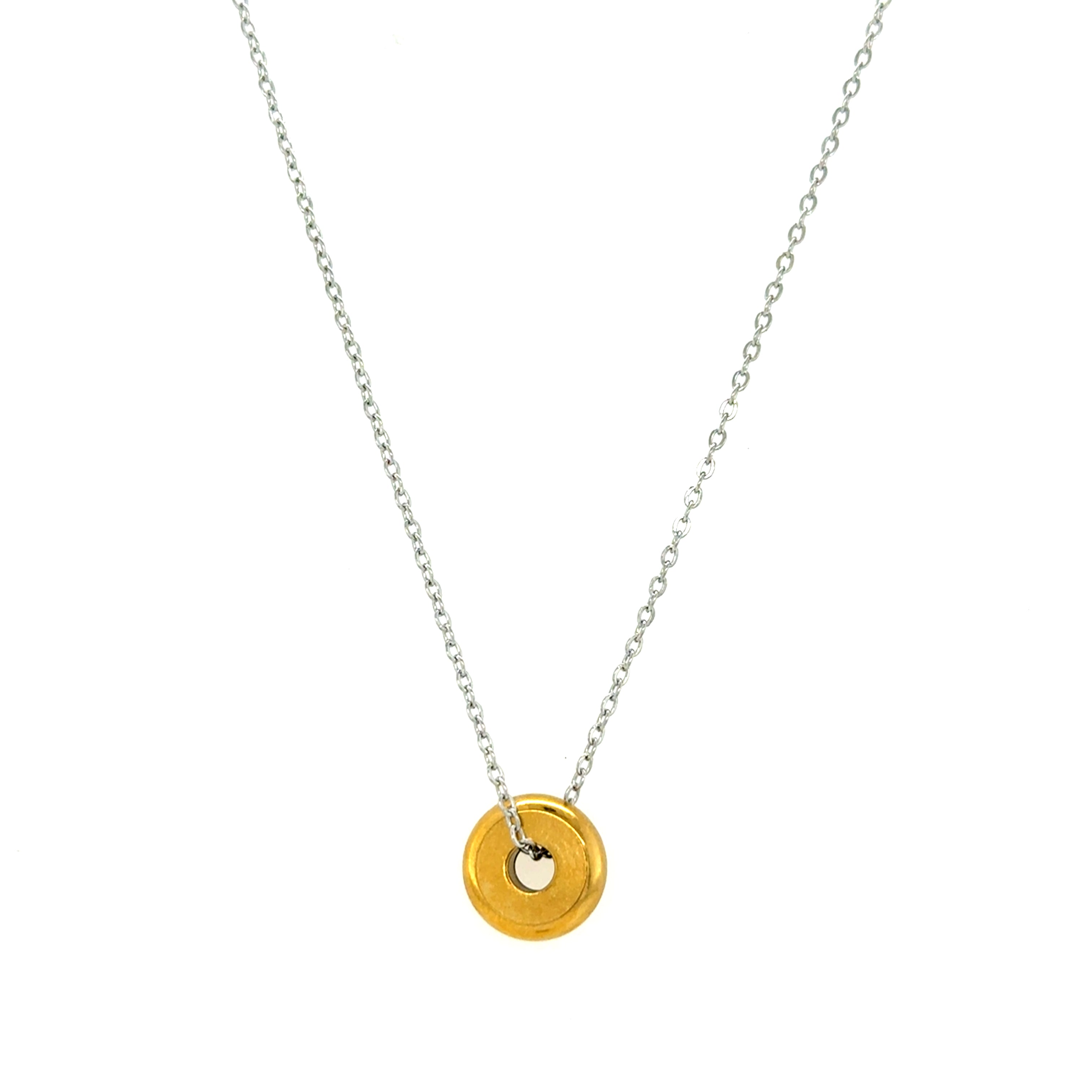 Two Tone Roud Circle Necklace