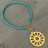 Links + Flower Turquoise Necklace