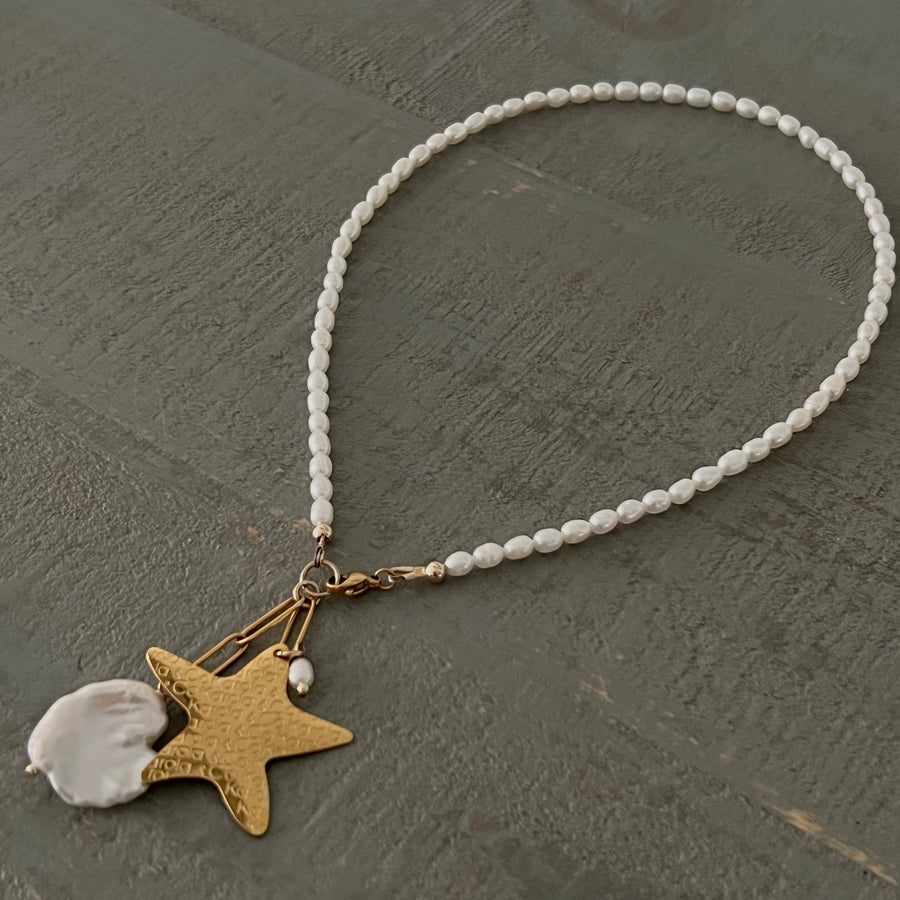 Pearls + Star Necklace