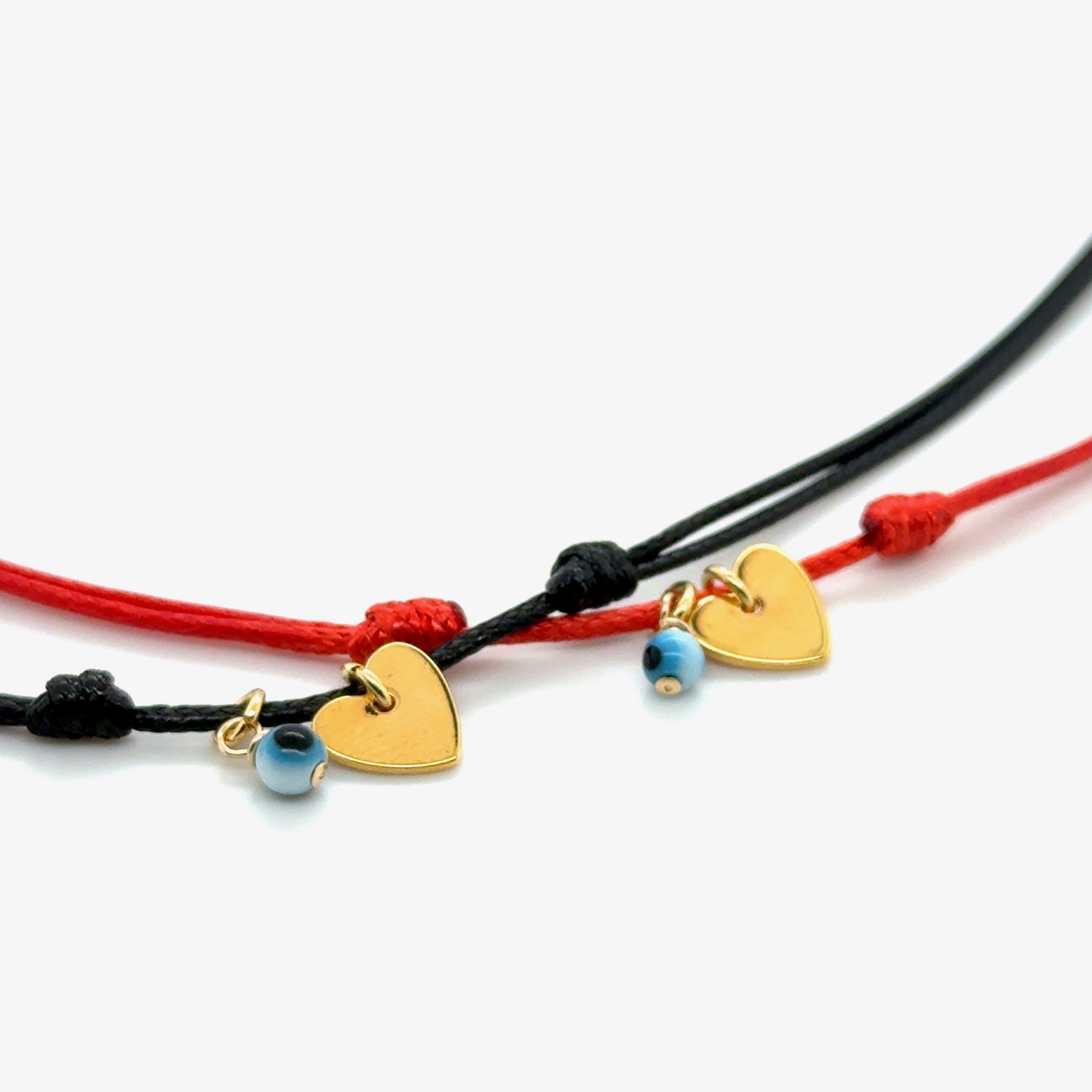 Adjustable Heart and Evil Eye Necklace