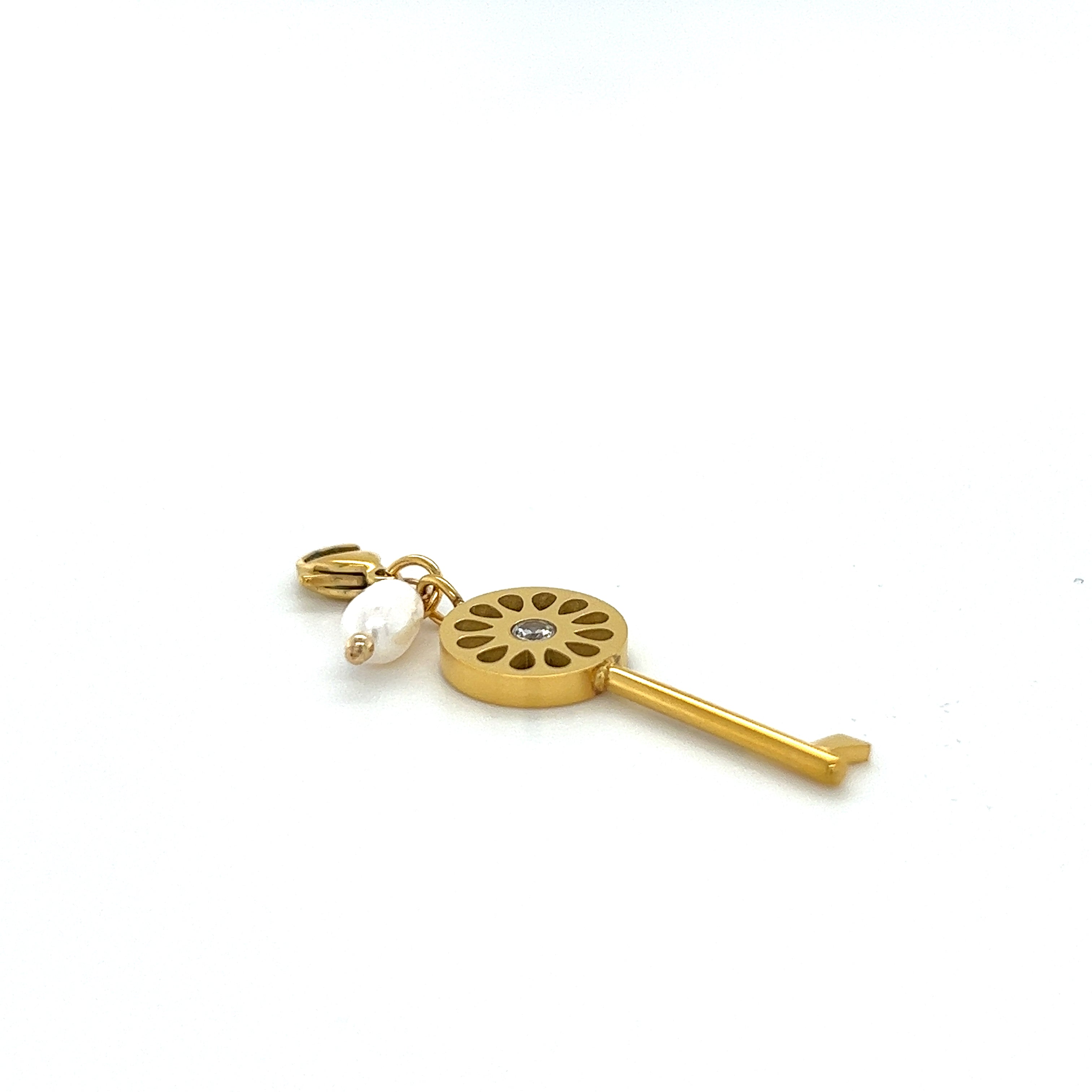 Key + Pearl Charm