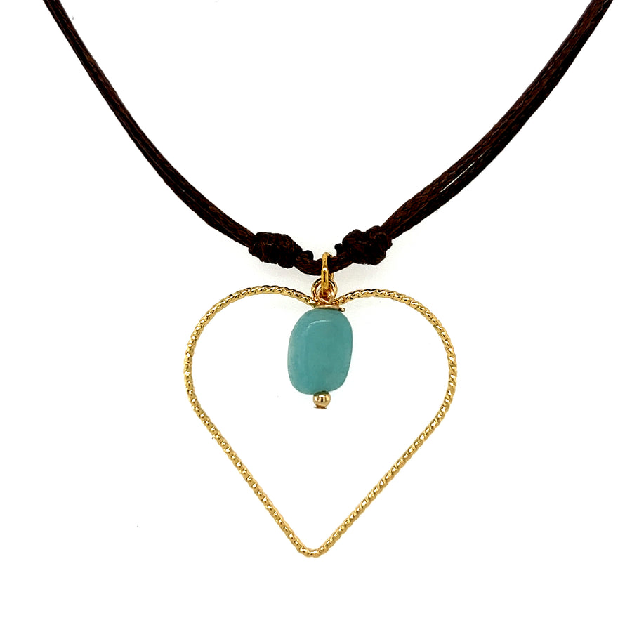 Adjustable Heart and Amazonite Necklace