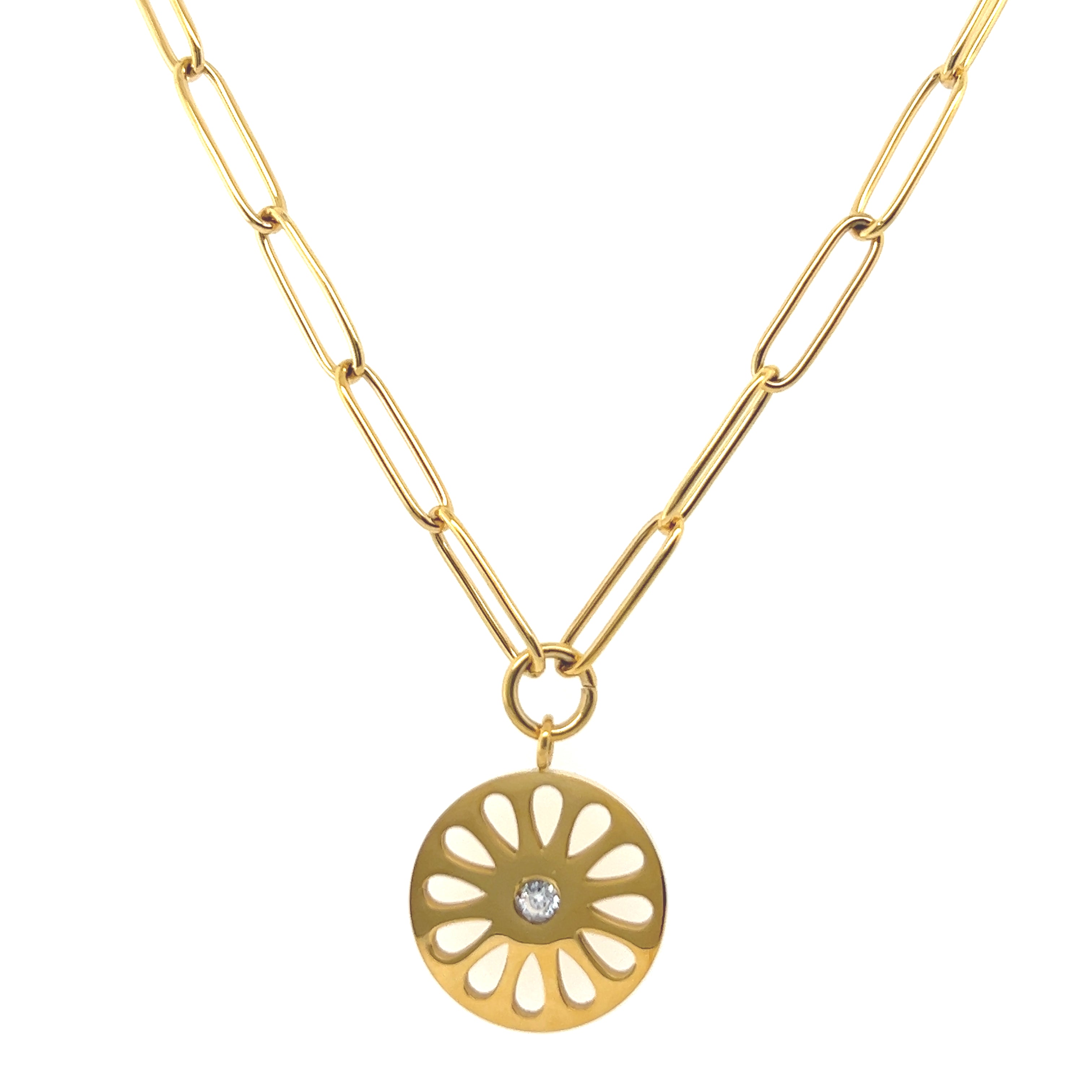 Paperclip Signature Flower Necklace
