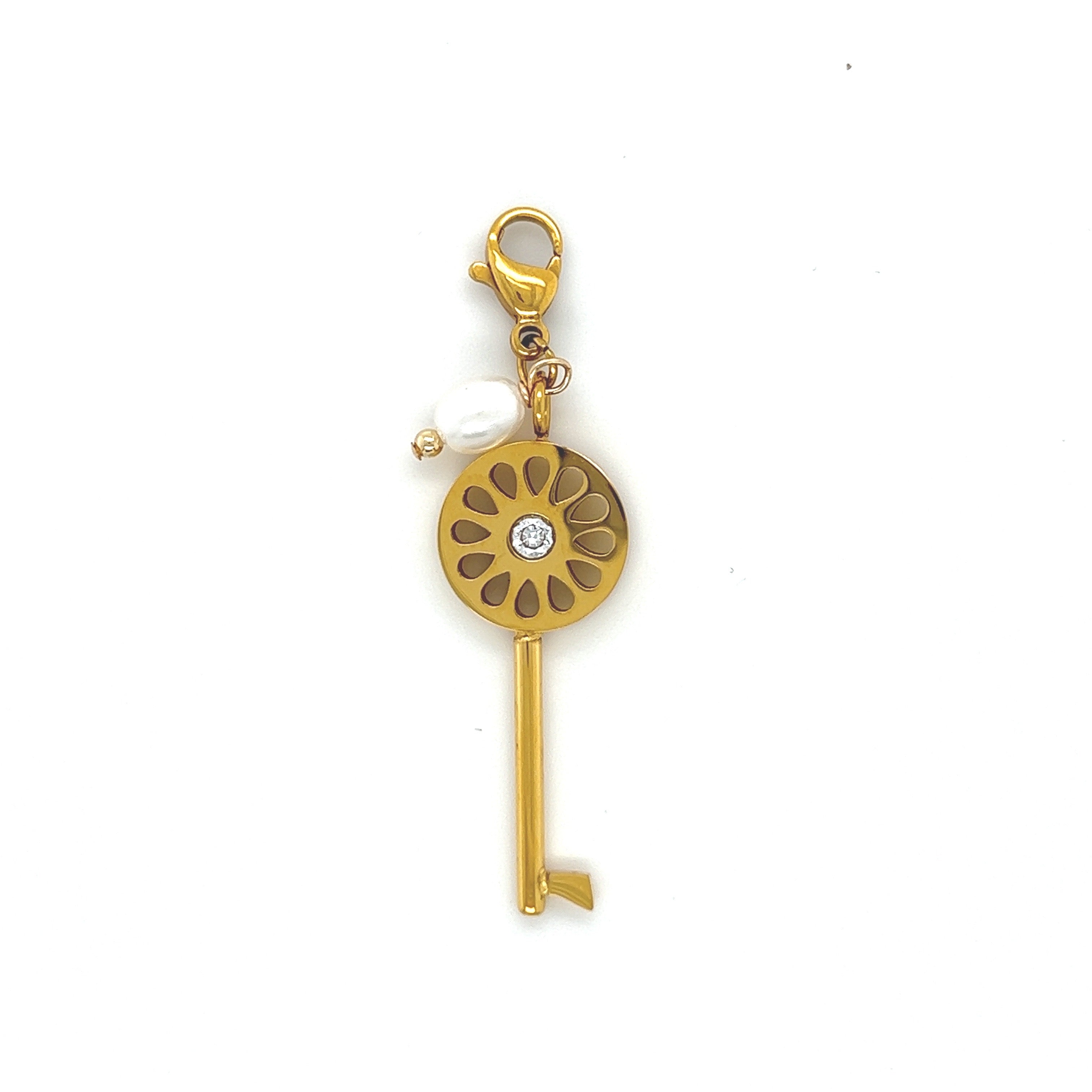 Key + Pearl Charm