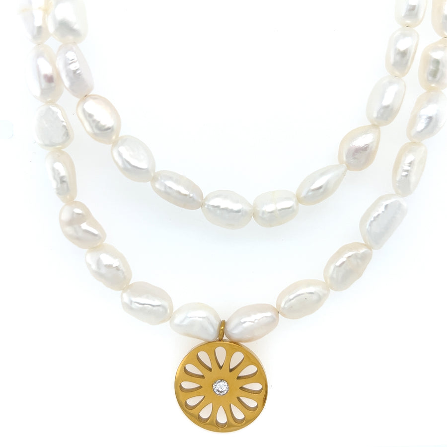 Double Strand Signature Pearl Necklace
