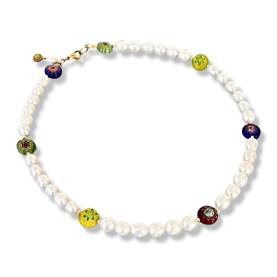 Pearls + Millefiori Necklace